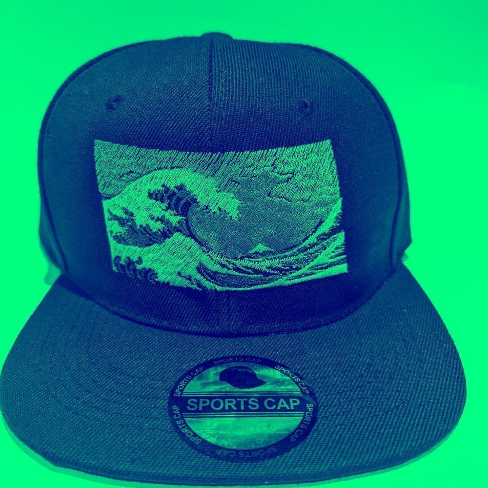 Iconic Japanese Art Embroidered Snapback Hat: Art & Fashion Enthusiast Ocean